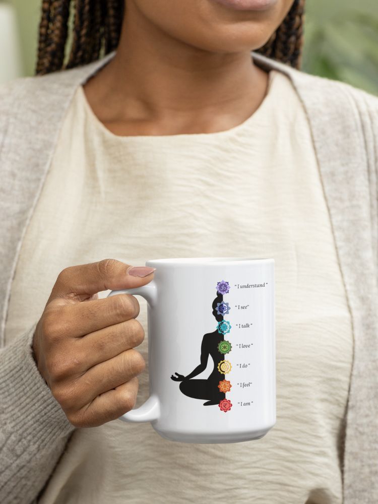 De chakras keramische mok voor yoga, mindfulness en meditatie. Perfect als yogi mok, koffiemok of als leuk cadeau