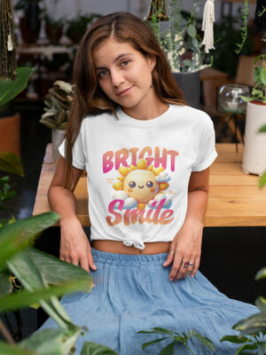 dit bright smile positiviteit shirt met een positieve spreuk van comfi yogi valt onder de vrolijke kleding