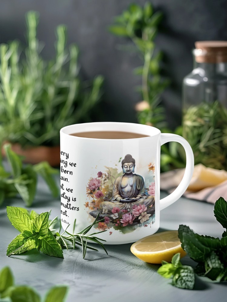 De every morning we are born again keramische mok voor yoga, mindfulness en meditatie. Perfect als yogi mok, koffiemok of als leuk cadeau